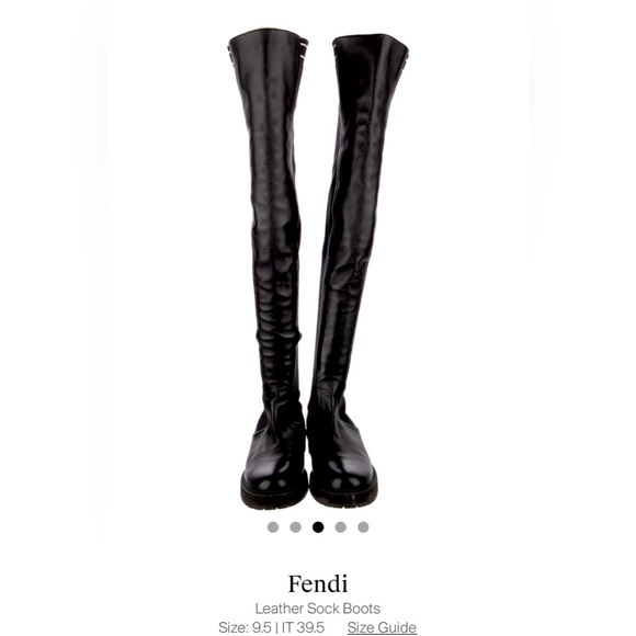 . Fendi Leather Over-The-Knee Sock Boots - Picture 3 of 9